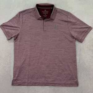 Tommy Bahama Mens Large Polo Shirt Baseball Hall of Fame IslandZone UPF 30 Golf